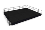 NPS 16"H Stage Package, 16' x 20', Shirred Pleat Black Skirting, Black Carpet (SG481610C10SS10)