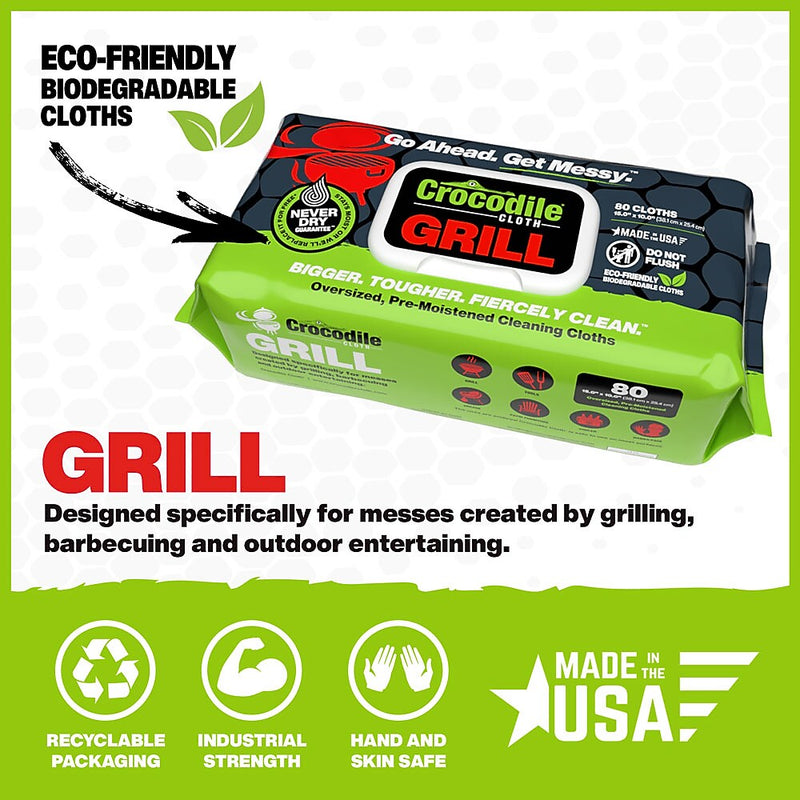 Crocodile Cloth Grill Cleaning Cloths, 15" x 10", 80/Pack (6600-080)