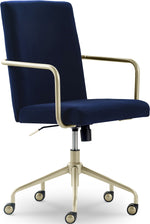 Elle Decor Giselle Fabric Computer and Desk Chair, Navy Blue/Gold (CHR10058C)