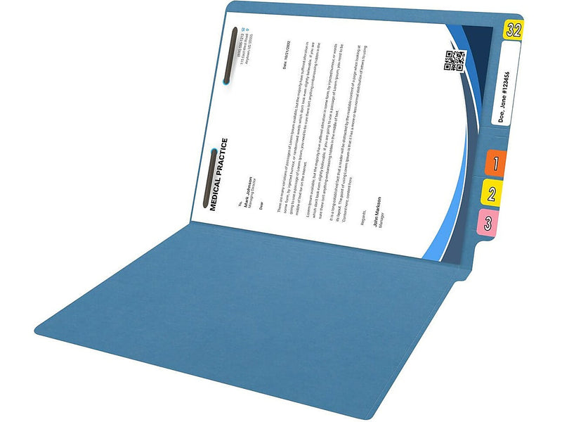 Medical Arts Press Reinforced End Tab File Folder, Straight Cut, Letter Size, Blue, 50/Box (S-01501-BLU)