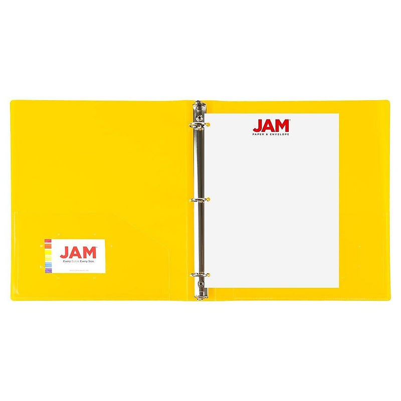 JAM Paper 1" 3-Ring Flexible Poly Binder, Yellow (PB75239YE)