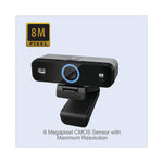 Adesso CyberTrack K4 4K Ultra HD Webcam, 8 Megapixels, Black