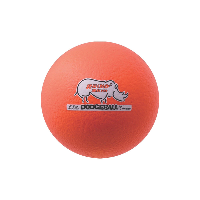 Champion Sports Rhino Skin 6" Foam Dodgeball Set, Orange, 6/Set (CHSRXD6NOSET)