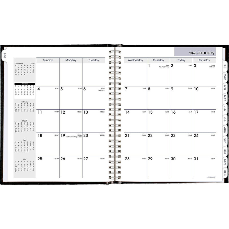 2026 AT-A-GLANCE DayMinder 7" x 8.5" Monthly Planner, Faux Leather Cover, Black (G400H-00-26)
