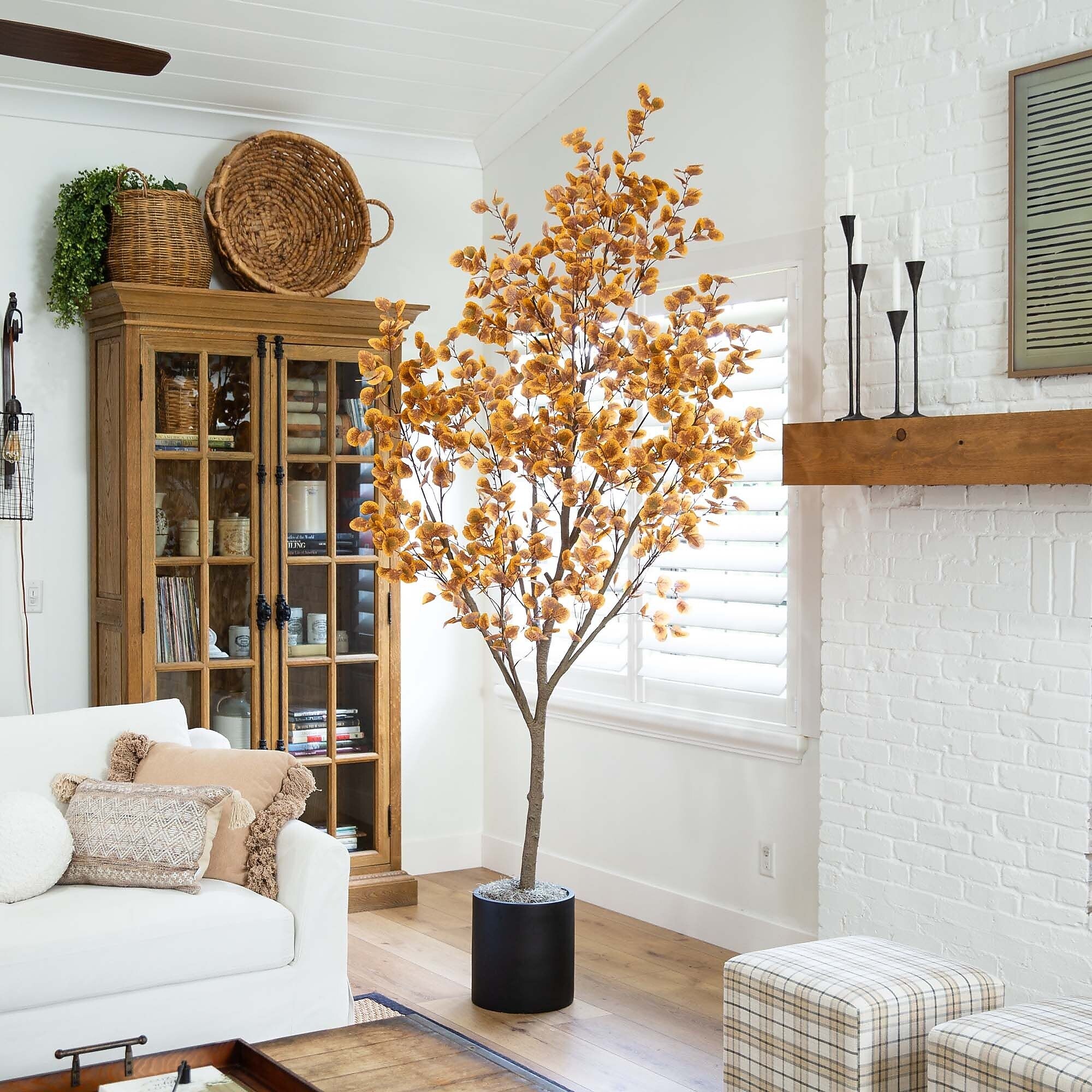 Nearly Natural 9' Autumn Eucalyptus Artificial Fall Tree (T4814)
