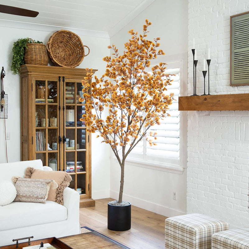 Nearly Natural 9' Autumn Eucalyptus Artificial Fall Tree (T4814)