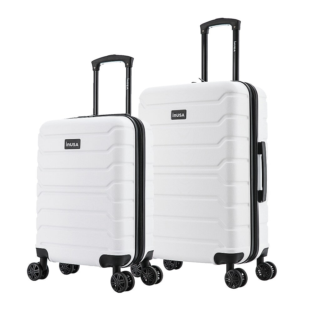 InUSA Trend 2-Piece Hardside Spinner Luggage Set, TSA Checkpoint Friendly, White (IUTRE0SM-WHI)