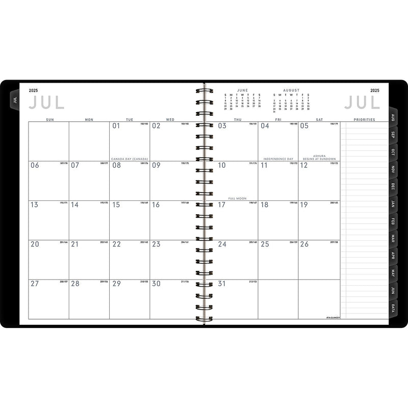 2025-2026 AT-A-GLANCE Contemporary 8.25" x 11" Academic Year Weekly & Monthly Planner, Faux Leather Cover, Black (70-957X-05-26)