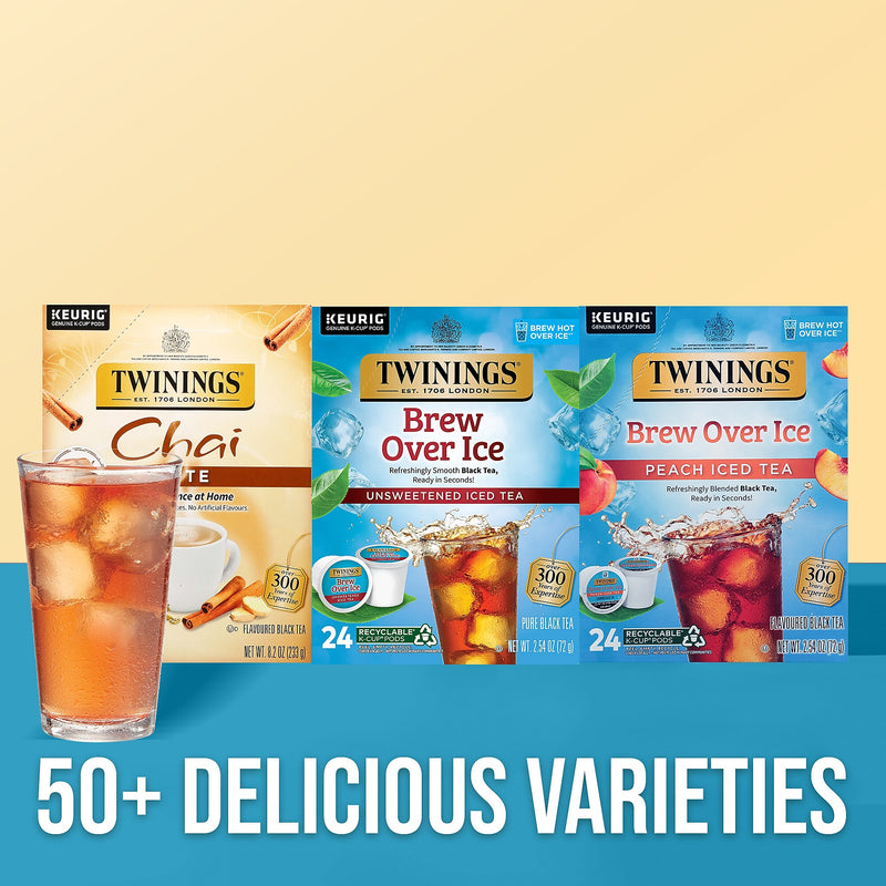 Twinings Brew Over Ice Peach Iced Black Tea, Keurig® K-Cup® Pods, 24/Box (F17280)