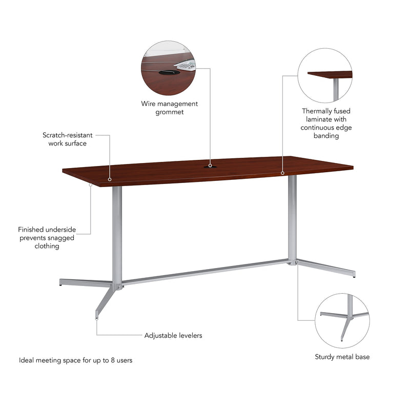 Bush Business Furniture 72"W x 36"D Boat Shaped Conference Table, Hansen Cherry (99TBM72HCSVK)