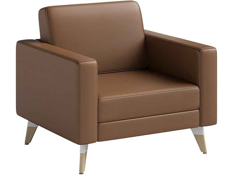 Safco Resi Vinyl Lounge Chair, Cognac (1732RESFEET4PKCOG)