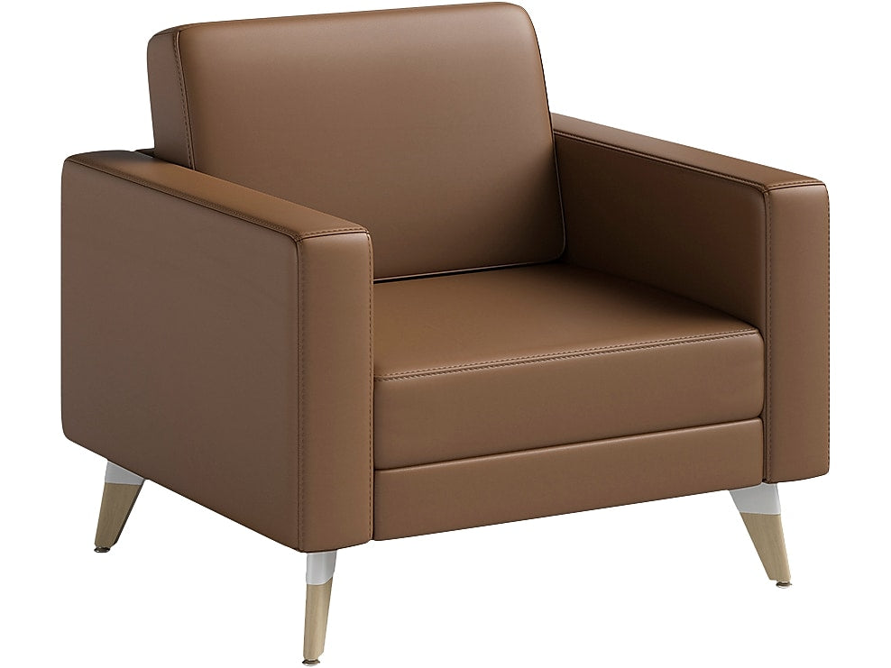 Safco Resi Vinyl Lounge Chair, Cognac (1732RESFEET4PKCOG)