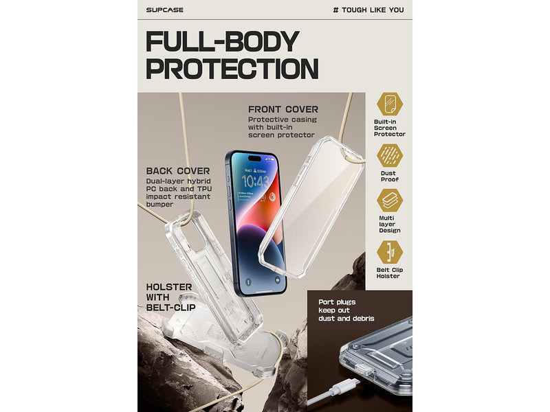 SUPCASE Unicorn Beetle PRO Rugged Case for iPhone 15 Pro Max, Shock-Absorbing, Clear (SUP-iPhone2023Max-6.7-UBPro-SP-Clear)