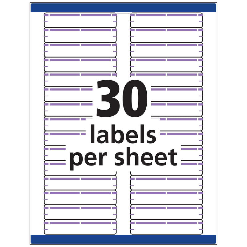 Avery TrueBlock Laser/Inkjet File Folder Labels, 2/3" x 3-7/16", White/Purple, 750 Labels/Pack (5666)