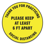 Accuform Slip-Gard Floor Signs, 12" Circle,"Thank You For Practicing Social Distancing...", Yellow, 25/PK (GN1MFS426ESP)