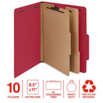 Staples 100% Recycled Heavy Duty Classification Folder, 2-Dividers, 2" Expansion, Letter Size, Bright Red, 10/Box (ST62559)