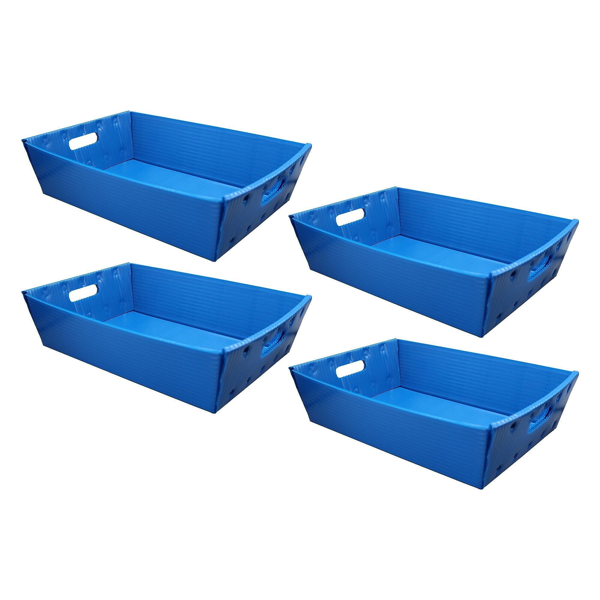 Flipside Corrugated Plastic Letter Tray, Blue, 4/Pack (40362)