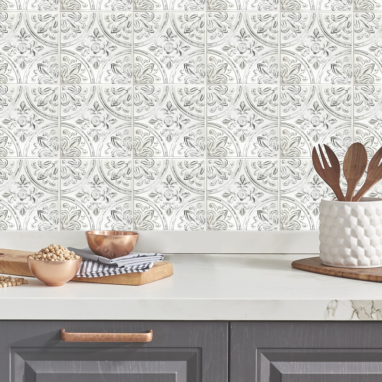 York Wallcoverings Tin Tile Peel and Stick Backsplash (TIL4623FLT)