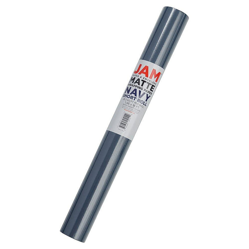 JAM Paper Short Mini Roll Wrapping Paper, 26.3 sq. ft., Cobalt Navy, 2/Pack(277013521263a)