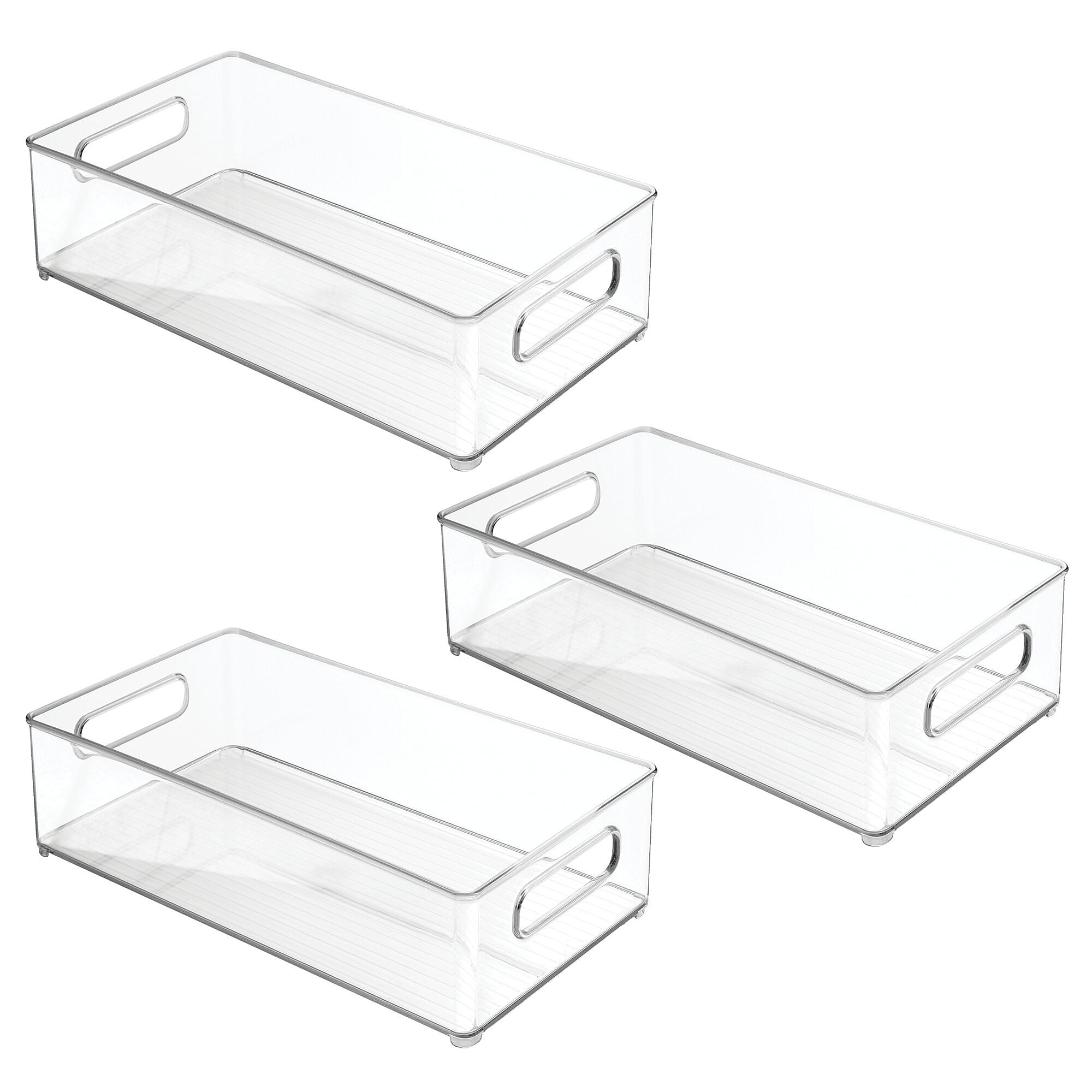 iDESIGN Medium Stackable Plastic Storage Bin, Clear, 3/Pack (70530M3)