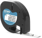 DYMO LT Plastic Labels for LetraTag Label Makers, Black Print on White Labels, 1/2-Inch x 13-Foot Rolls, 3 Count, (2156092)