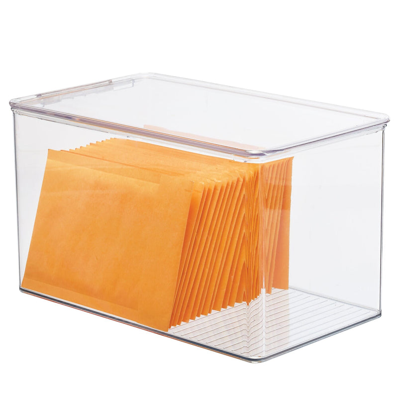 iDESIGN Storage Container with Hinged Lid, Plastic, Clear, 2/Pack (29192M2)