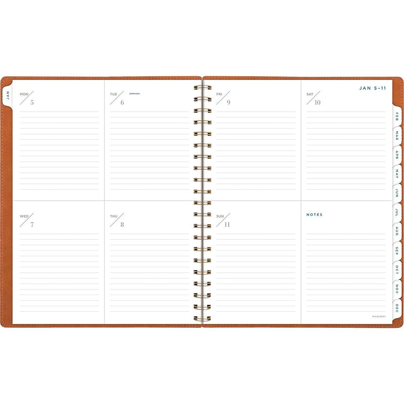 2026 AT-A-GLANCE Signature Collection 8.5" x 11" Weekly & Monthly Planner, Faux Leather Cover, Brown (YP905-09-26)