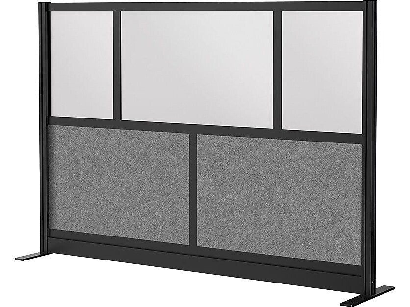 Luxor Expanse Series 5-Panel Freestanding Room Divider System Starter Wall, 48"H x 70"W, Black/Gray, PET/Acrylic