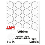 JAM Paper Circle Round Label Sticker Seals, 1.66" Dia., White, 120/Pack (3147612193)