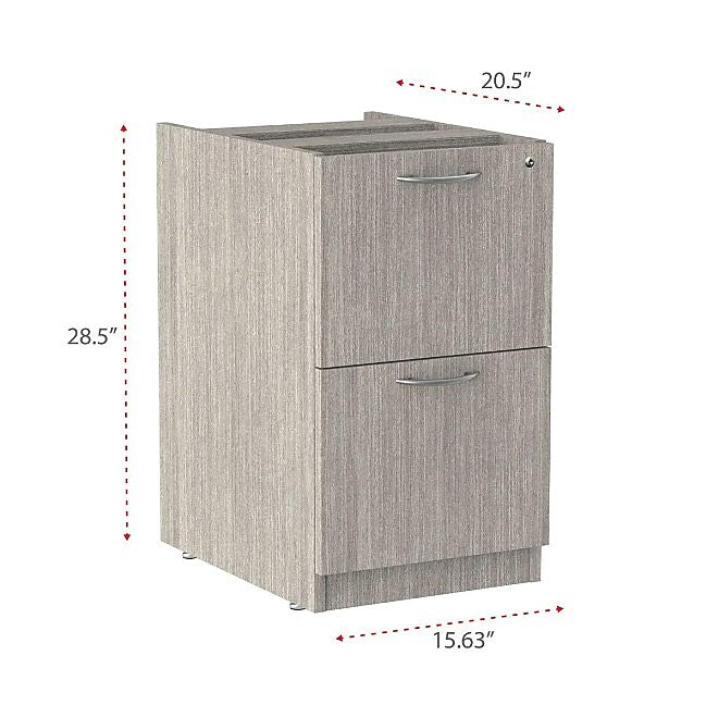 Alera Valencia Full Pedestal File Drawers, 2 Legal/Letter-Size, 15.63" x 20.5" x 28.5", Gray