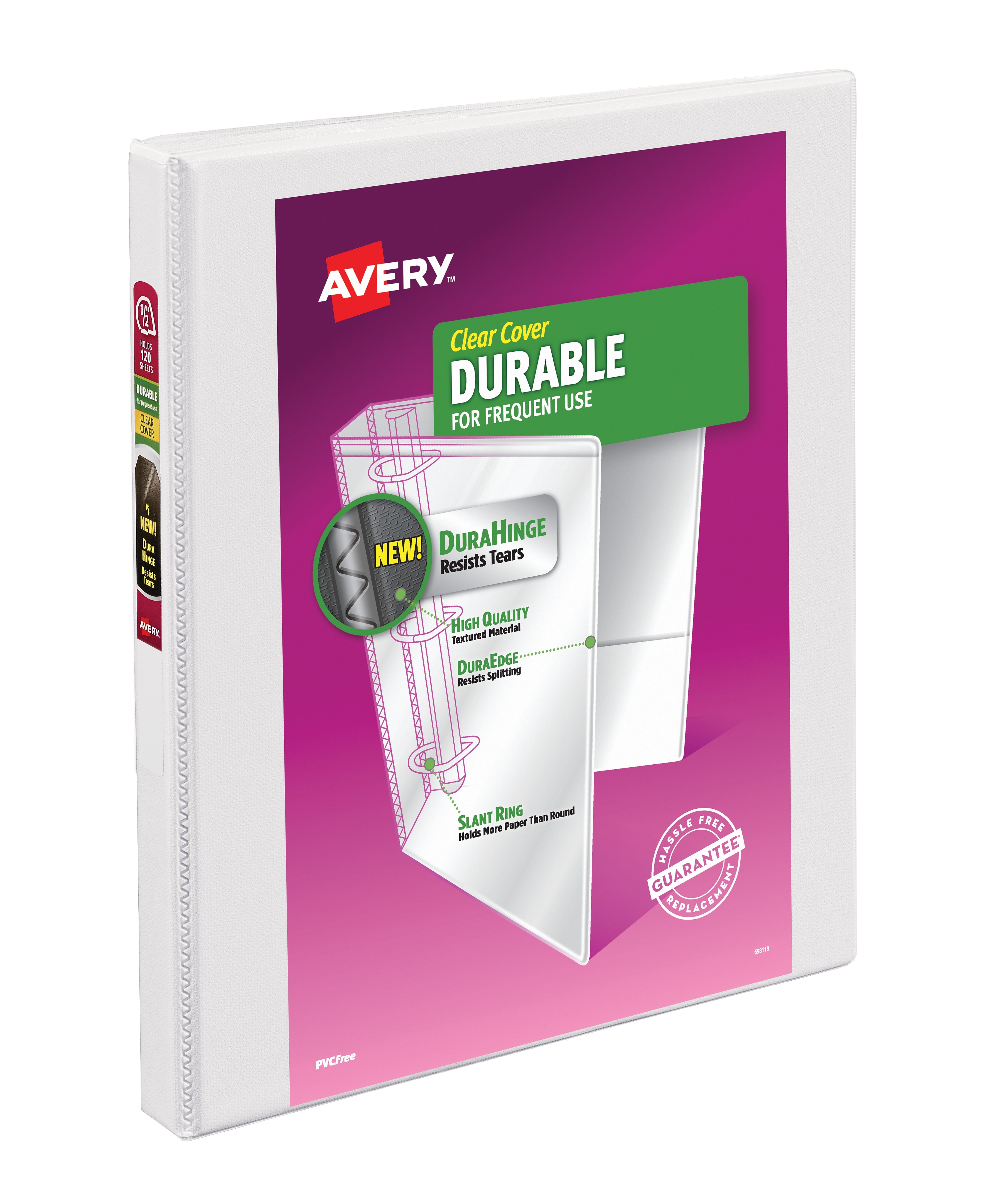 Avery 1/2" 3-Ring View Binders, Slant Ring, White (17002)