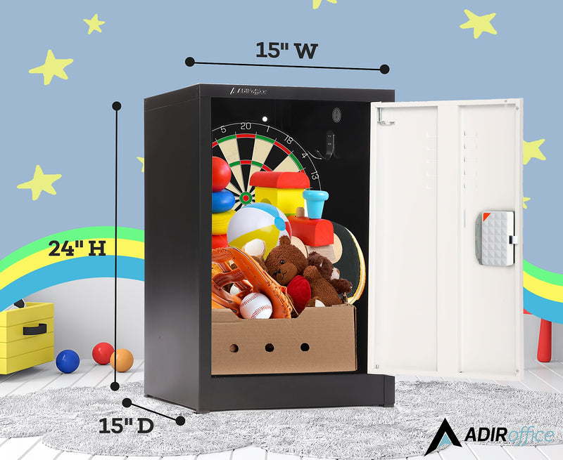 AdirOffice 24"H Single Tier Black/White Storage Locker (ADI629-02-B-W-DL)