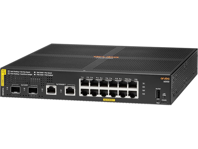 Aruba 6000 12-port 1GbE PoE Layer 2 Switch, Black (R8N89A#ABA)
