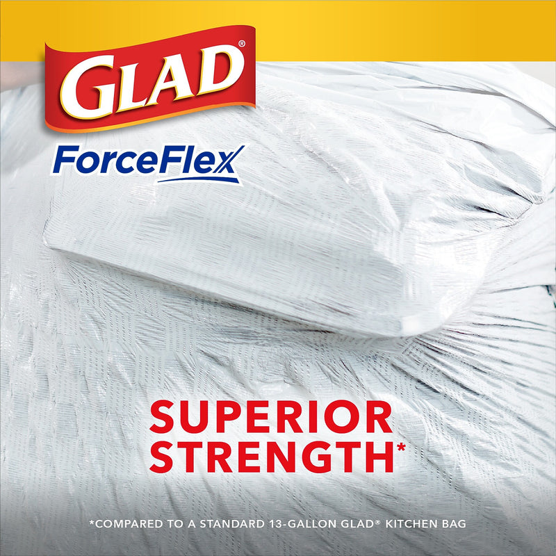 Glad Tall Kitchen Drawstring Trash Bags, 13 Gallon, White, Unscented, 100/Box (78374)