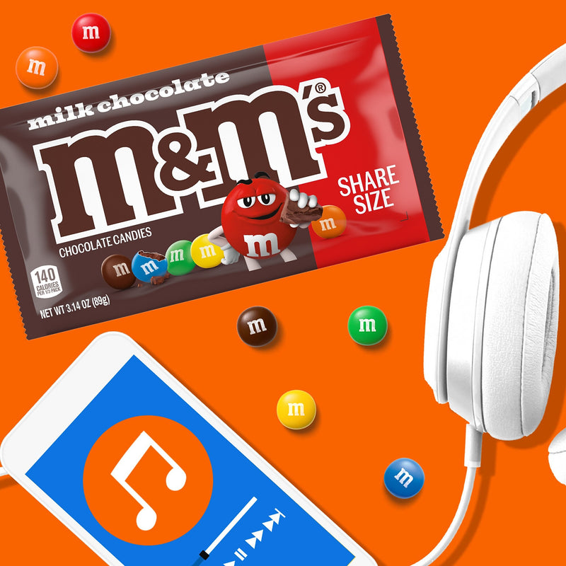 M&M's Sharing Size Milk Chocolate Candy Pieces, 75.36 oz., 24 Pouches/Box (MMM04431)