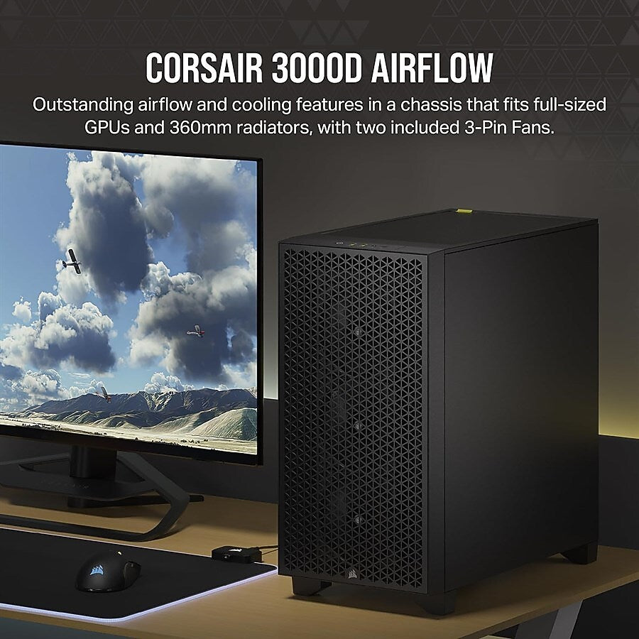 Corsair 3000D AIRFLOW Mid-Tower ATX Case, Black (CC-9011251-WW)