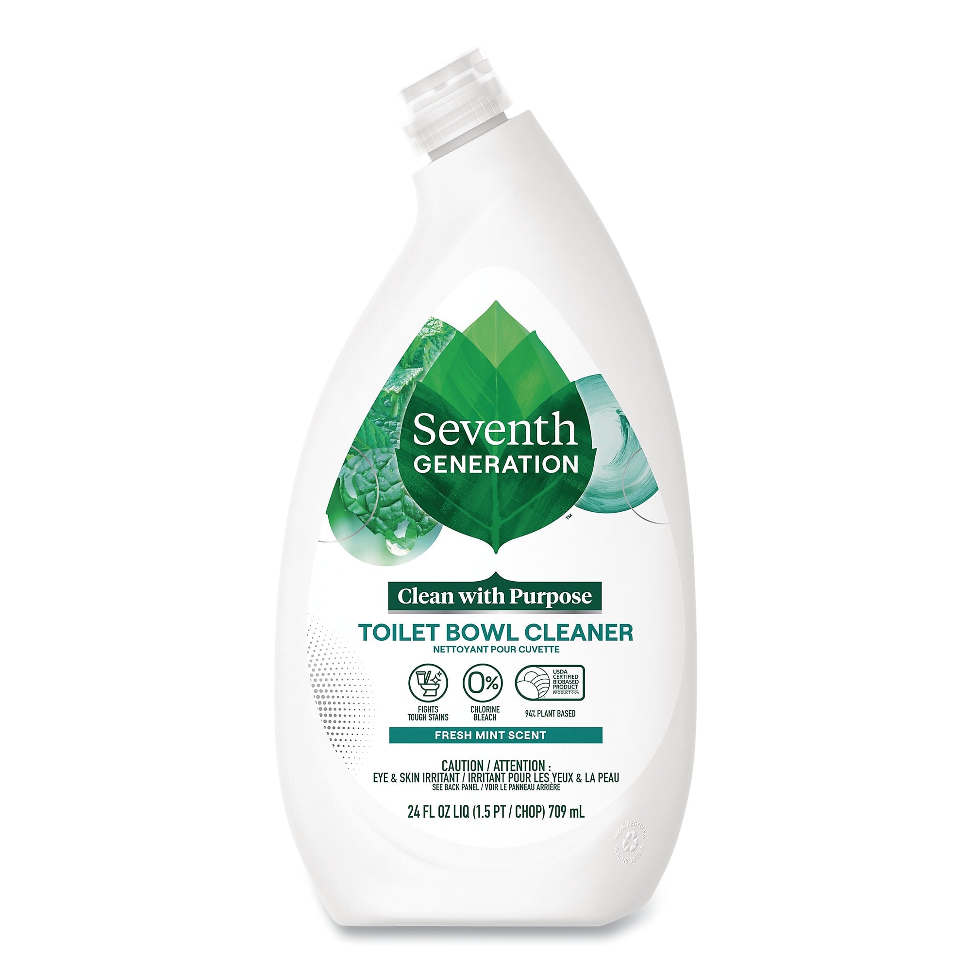Seventh Generation Toilet Bowl Cleaner, Fresh Mint Scent, 24 oz Bottle, 4/Carton