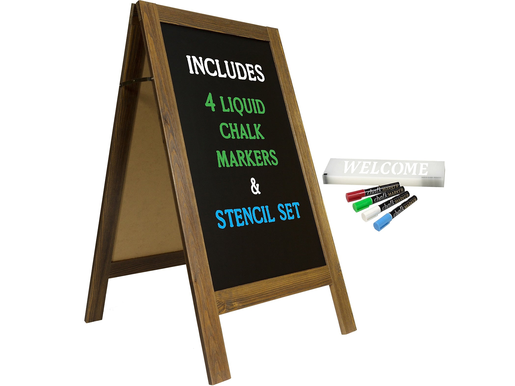 Excello Global Products Indoor/Outdoor A-Frame Sidewalk Sign, 22.8" x 40", Black/Brown (GPP-0001-S)