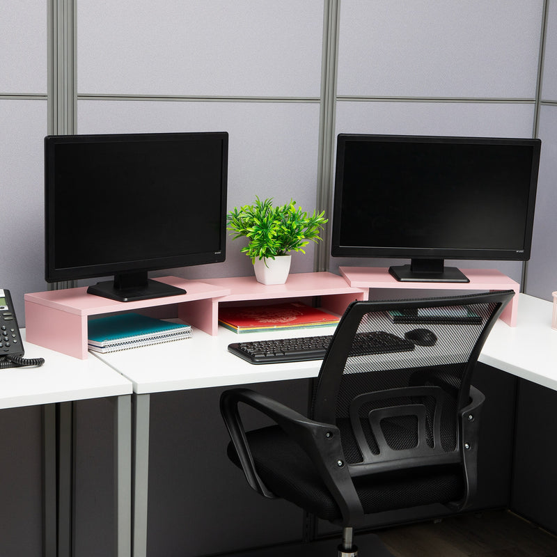 Mind Reader Adjustable Dual Monitor Stand, Up to 44 lbs., Pink (MDFMOND-PNK)