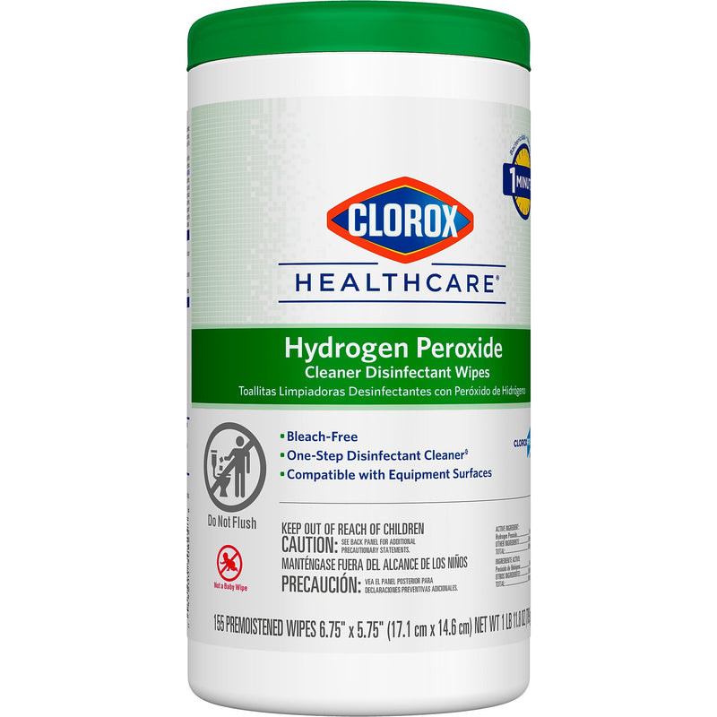 Clorox Healthcare Hydrogen Peroxide Cleaner Disinfectant Wipes, 155 Wipes/Container, 6/Carton (30825CT)