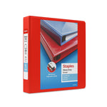 Staples Heavy Duty 1 1/2" 3-Ring View Binder, D-Ring, Red (ST56296-CC)