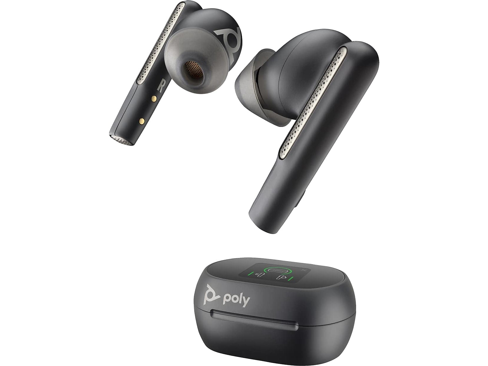 Poly Voyager Free 60+ UC Wireless Noise Cancelling Bluetooth Earbuds, USB-C, MS Certified, Carbon Black (7Y8H0AA)