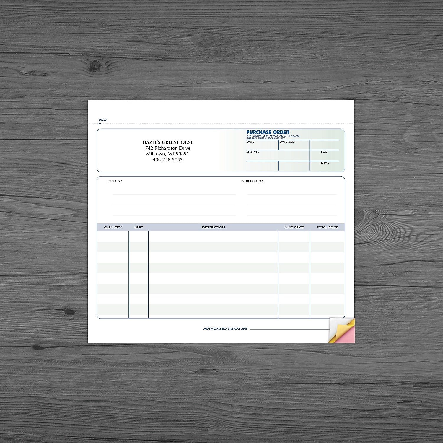 Purchase Order Book, 5-3/4" x 8-1/2", Full Page, 3 part, 100 sets per book , Qty 8