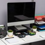 Mind Reader Ventilated Metal Monitor Stand, Up to 22" Monitor, Black (MONMESH-BLK)