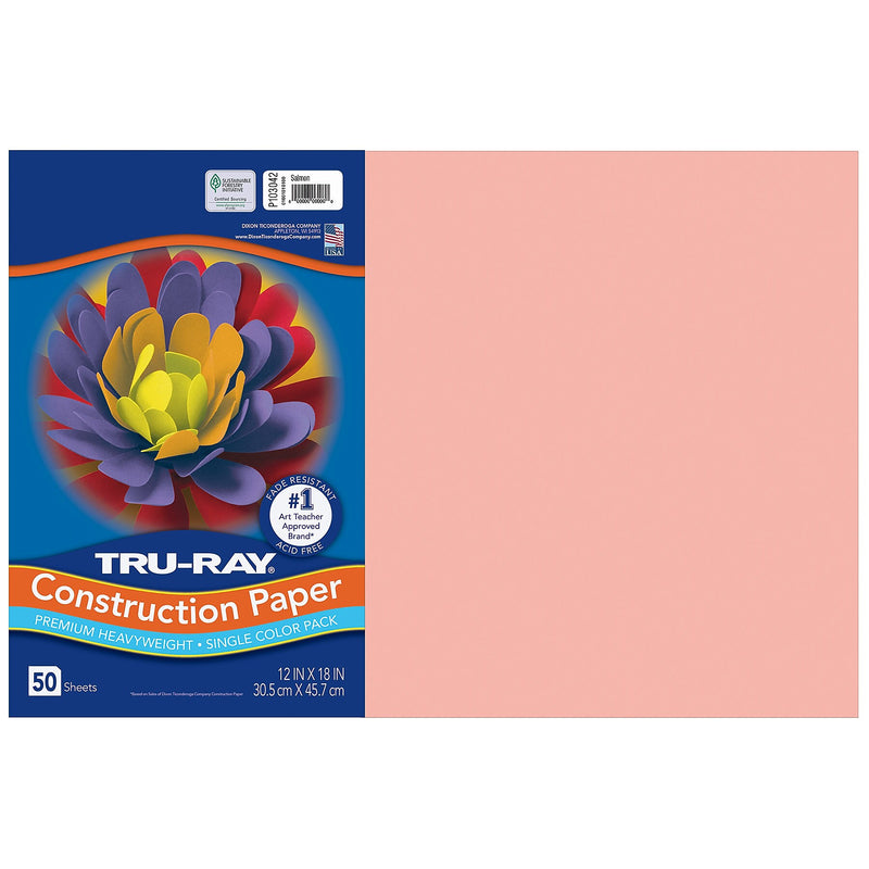 Tru-Ray 12" x 18" Construction Paper, Salmon, 50 Sheets/Pack, 5 Packs/Bundle (PAC103042-5)