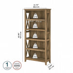 Bush Furniture Key West 66"H 5-Shelf Bookcase with Adjustable Shelves, Reclaimed Pine Laminated Wood (KWB132RCP-03)