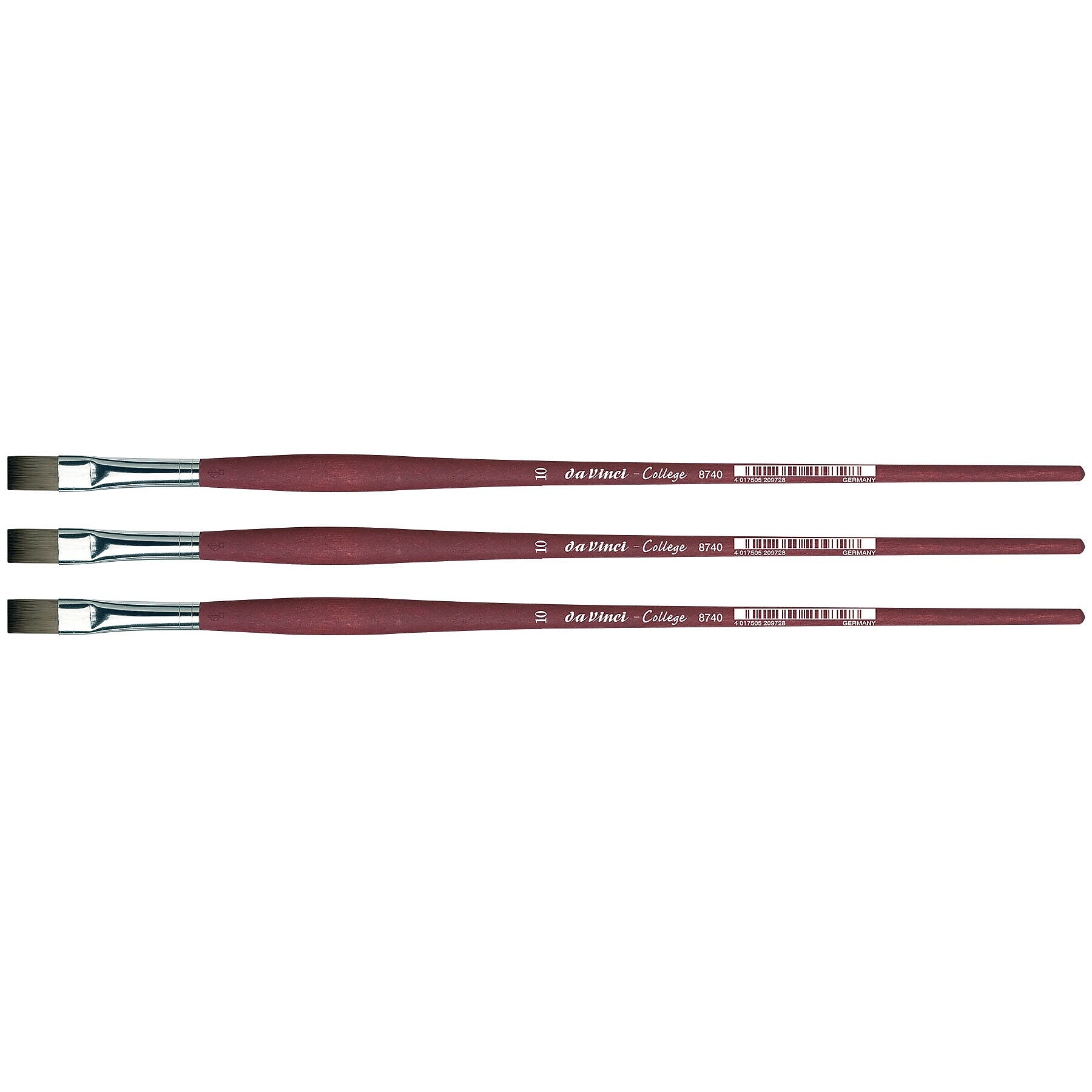 da Vinci COLLEGE Oil and Acrylic Synthetic Student Flat Brush, 3 Brushes/Pack (DVXVA874010-3)