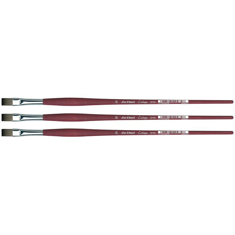 da Vinci COLLEGE Oil and Acrylic Synthetic Student Flat Brush, 3 Brushes/Pack (DVXVA874010-3)
