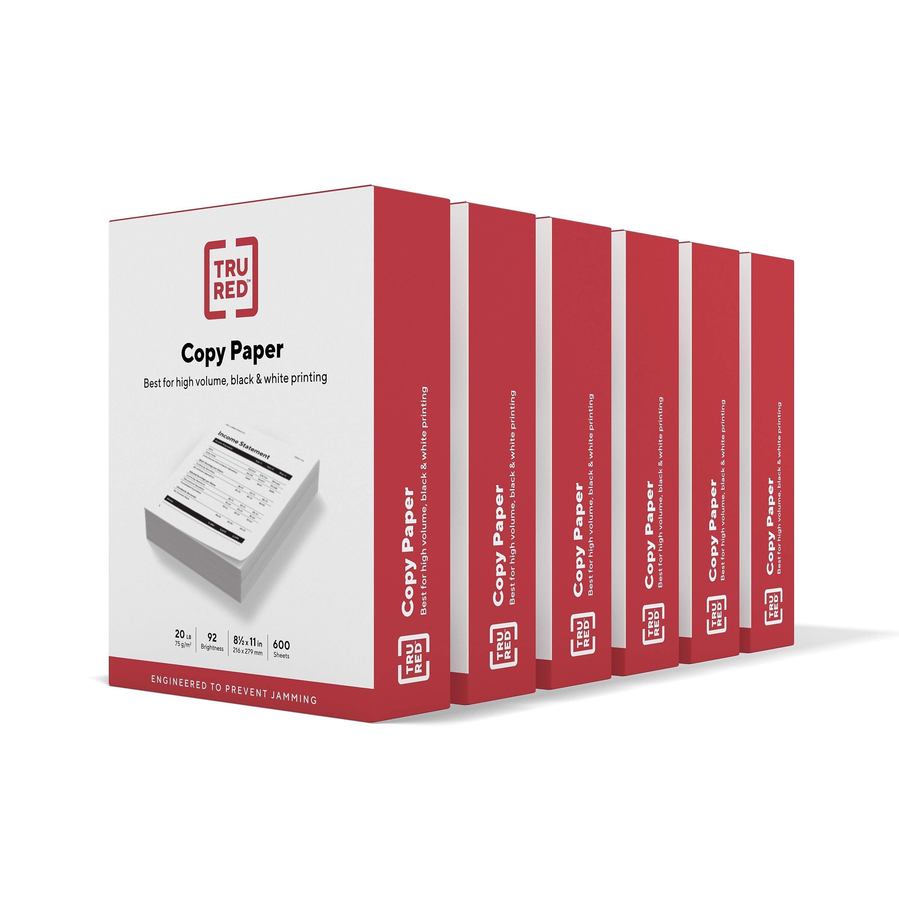 TRU RED™ 8.5" x 11" Copy Paper, 20 lbs., 92 Brightness, 600 Sheets/Ream, 6 Reams/Carton (TR62091)