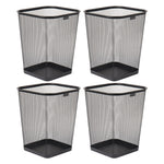 Mind Reader Metal Trash Can Without Lid, 5 Gallon, Black, 4/Pack (4SQUAGA-BLK)